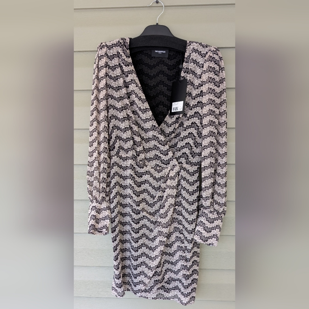 Floral Wrap Blouse in Black and Cream